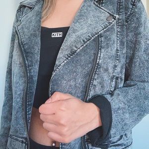 Dark Acid Wash Moto Jacket